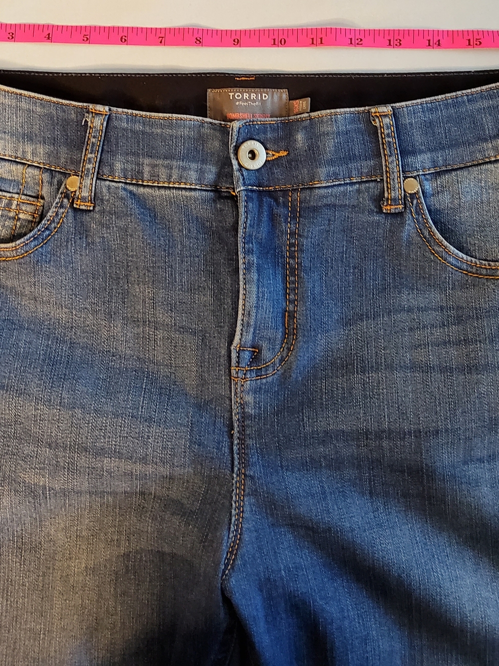 Torrid Dark Wash Skinny Jeans with Light Distressing - Picture 9 of 9